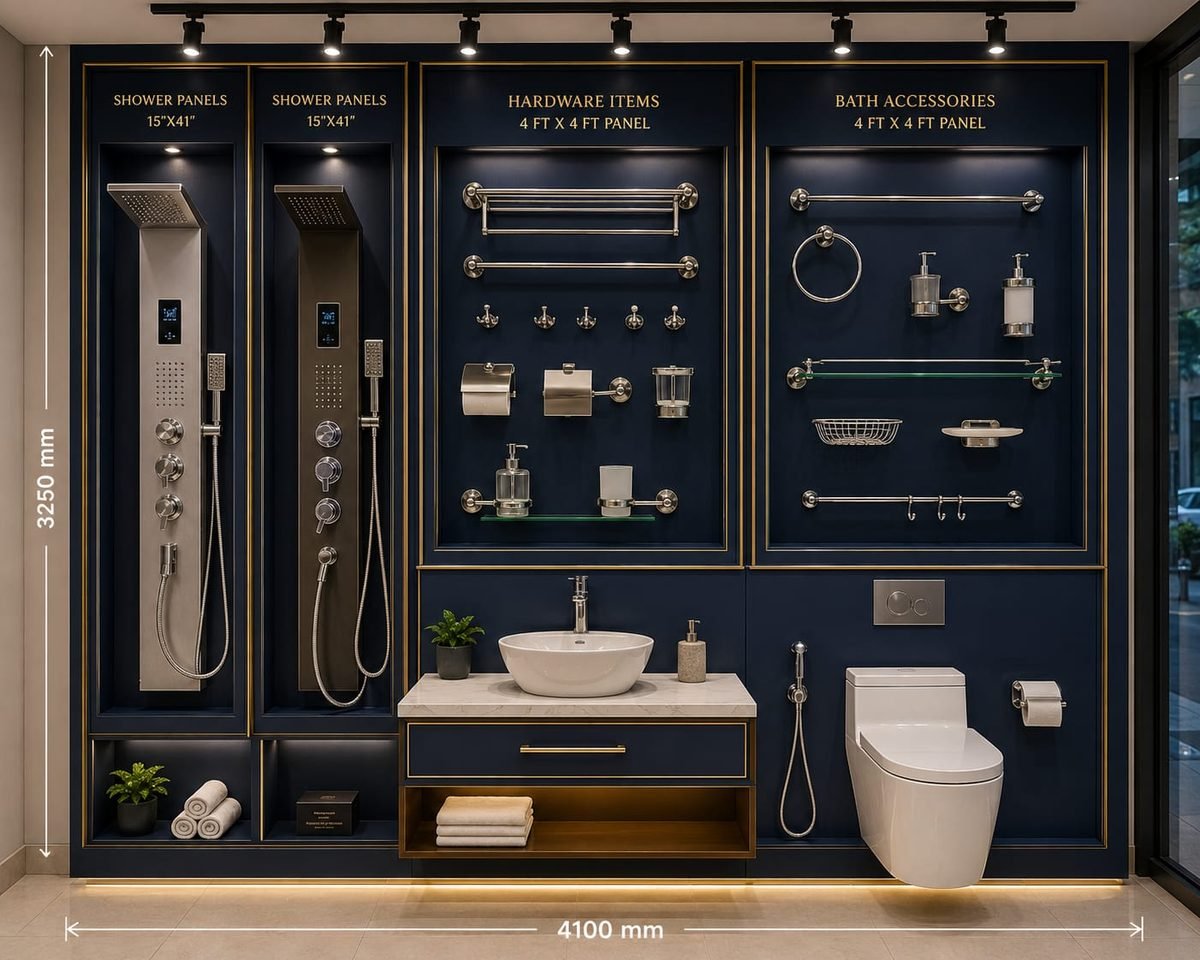 Bathware showroom display layout plan
