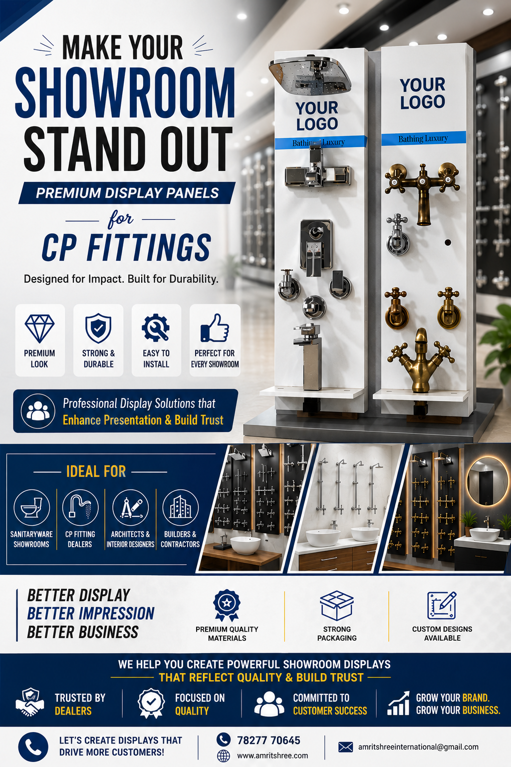 Premium display panels for CP fittings